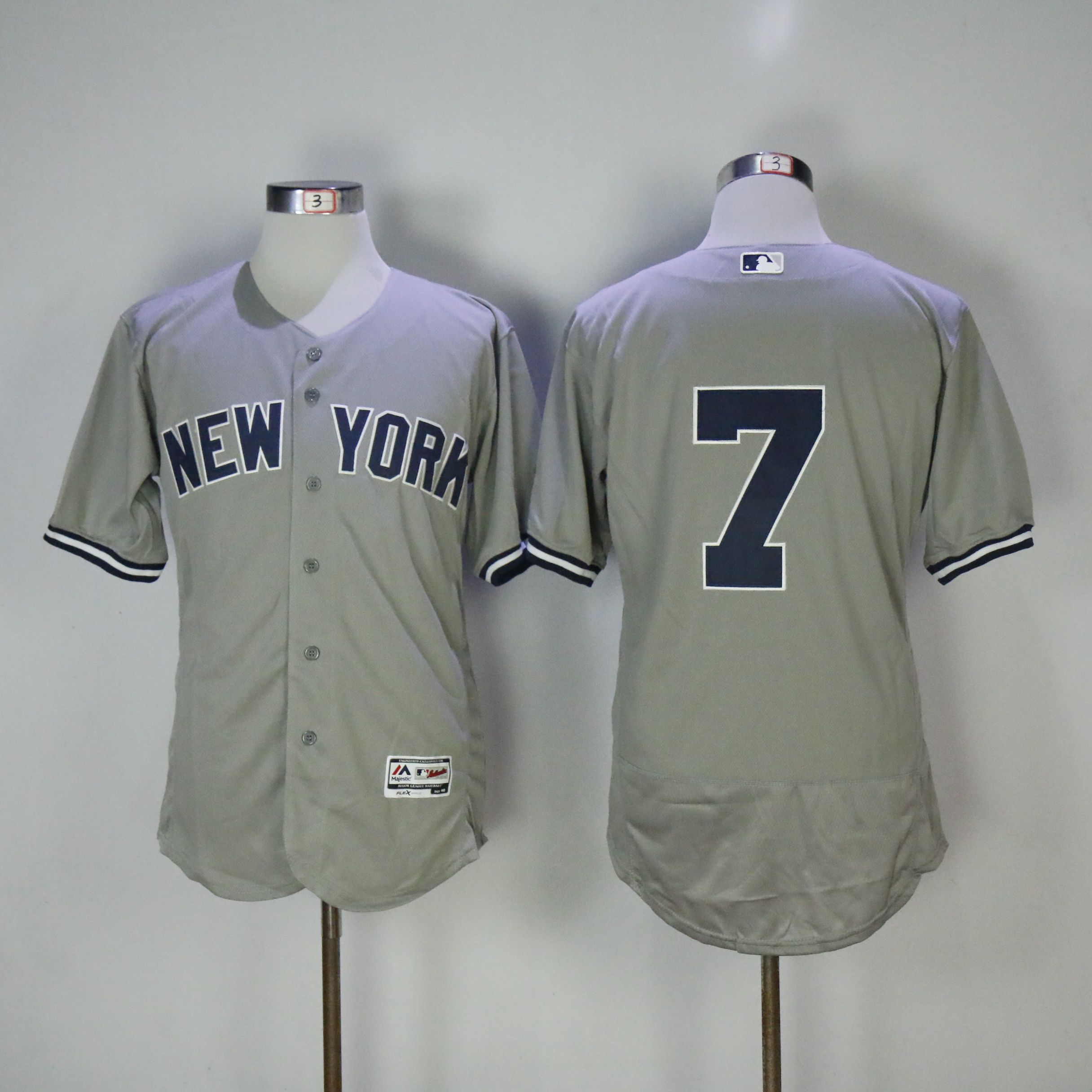 Men New York Yankees #7 No name Grey MLB Jerseys